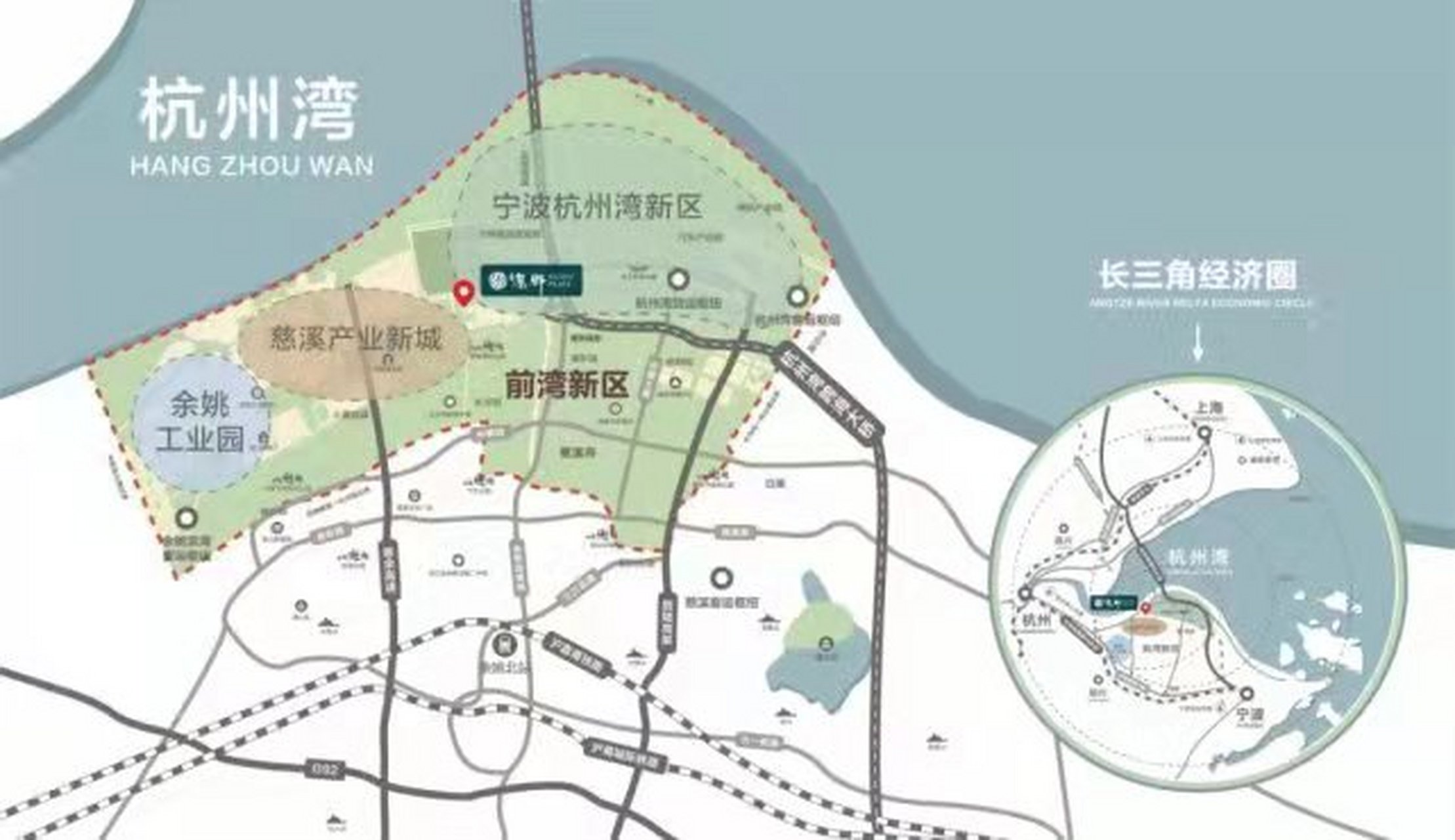 宁波前湾新区规划控制总面积604平方公里,空间范围包括现宁波杭州湾