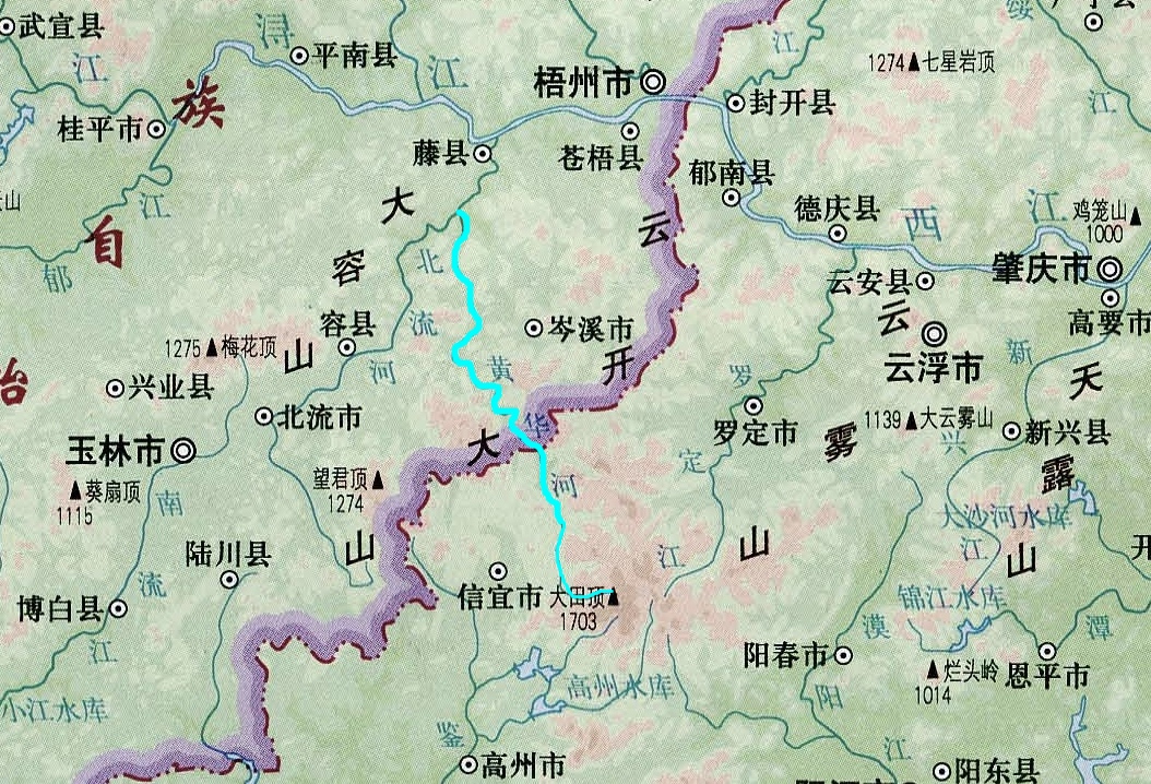 广东也有河流到广西,就是黄华河,自南向北汇入西江,但最终又回到广东