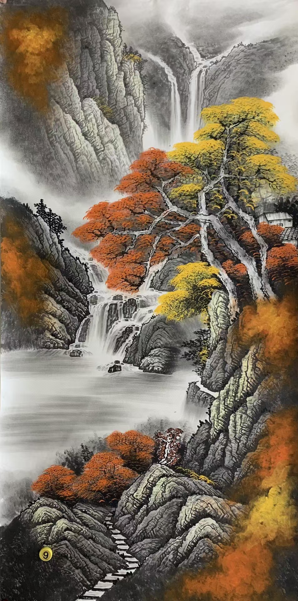 国画听泉图,画美得让人心醉,置身于那个瀑布旁,感