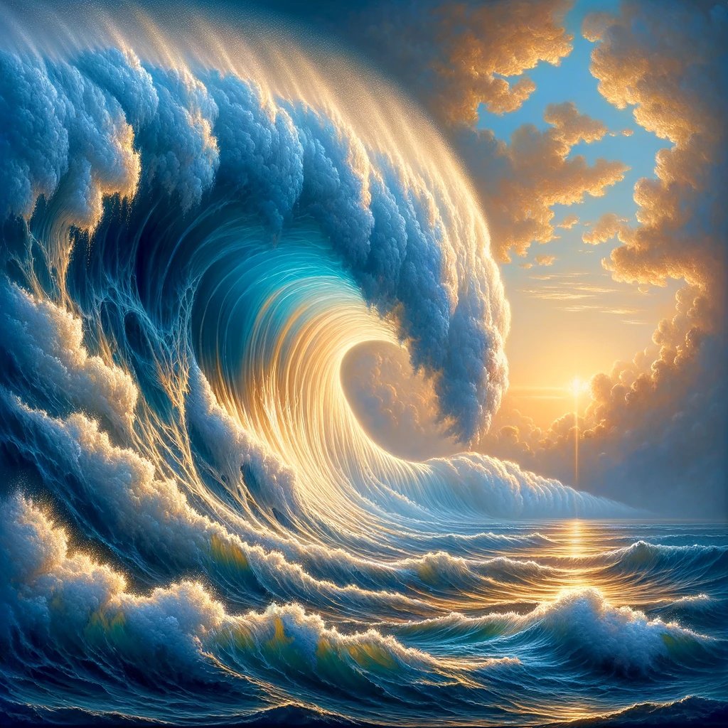 从深邃的海洋蓝到纯净的天白,色彩渐变自然,让人仿佛置身于波涛汹涌的