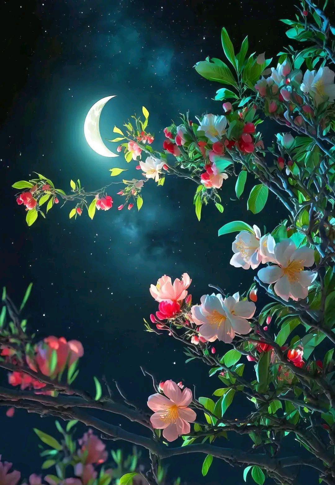 花前月下,心情如诗,生活如画.月光如水,润泽我心,花香袭人.