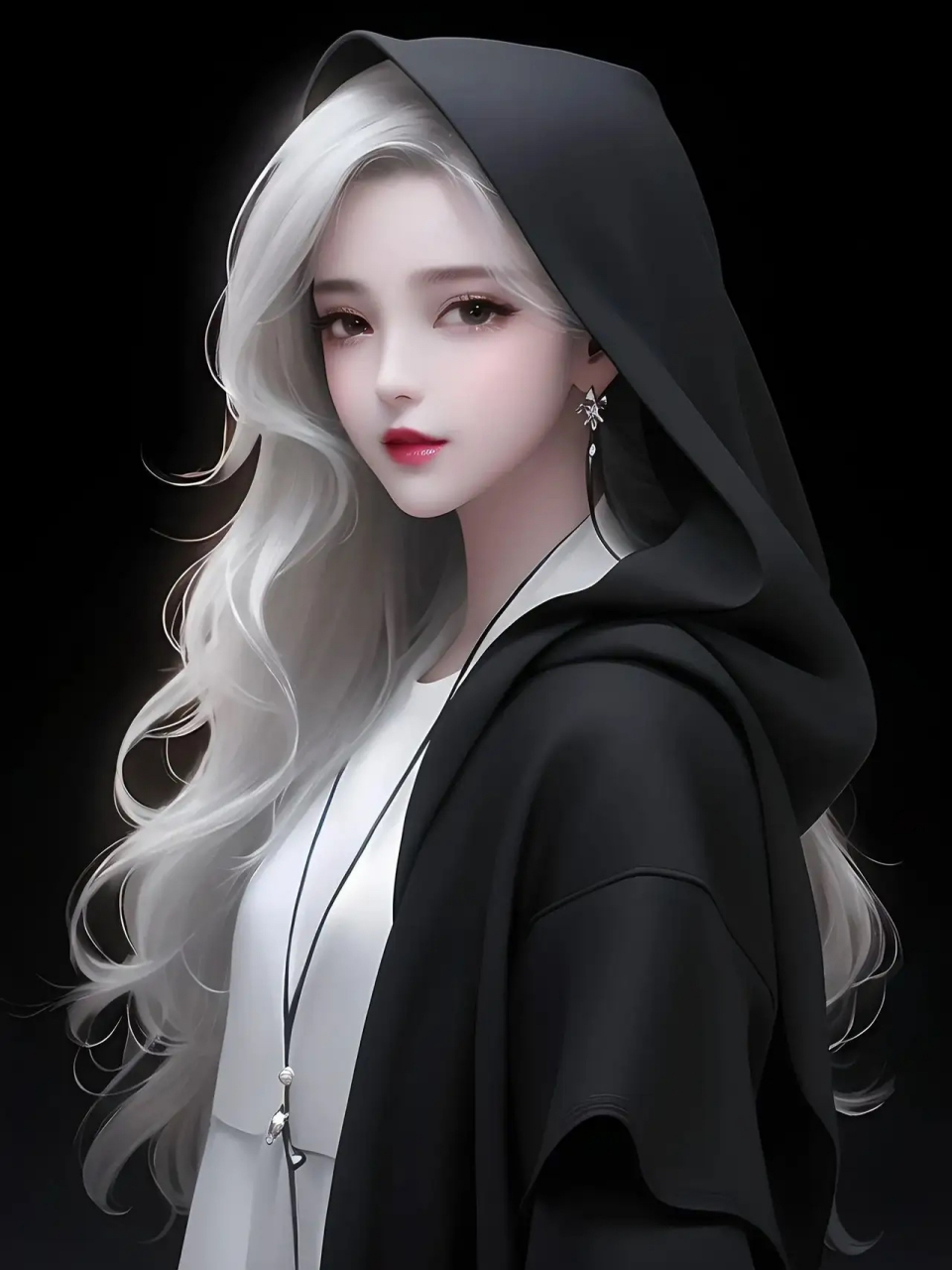 黑色系女神头像壁纸[心]