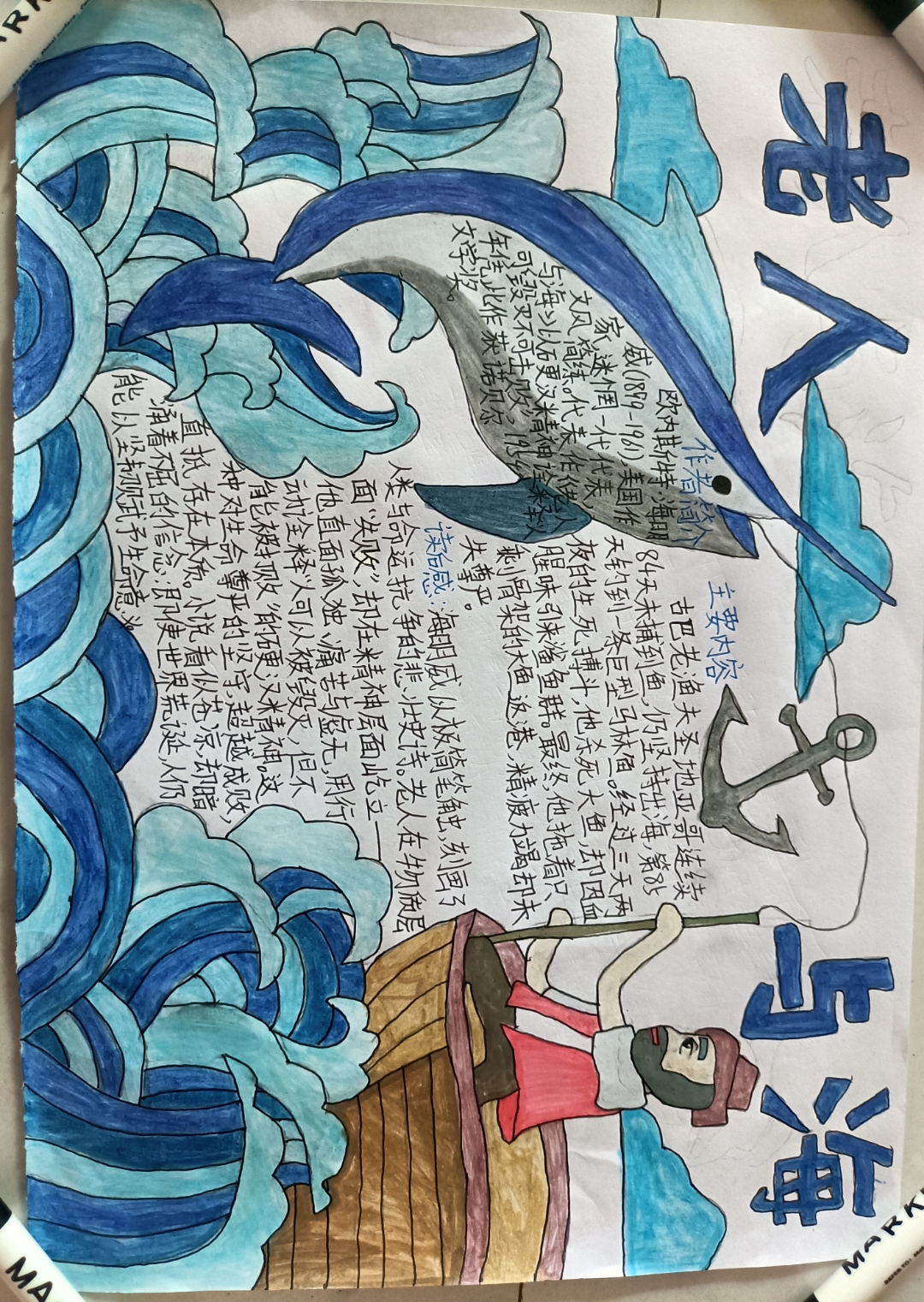海明威《老人与海》:硬汉精神,生命尊严,抗争命运的史诗.#读书小报