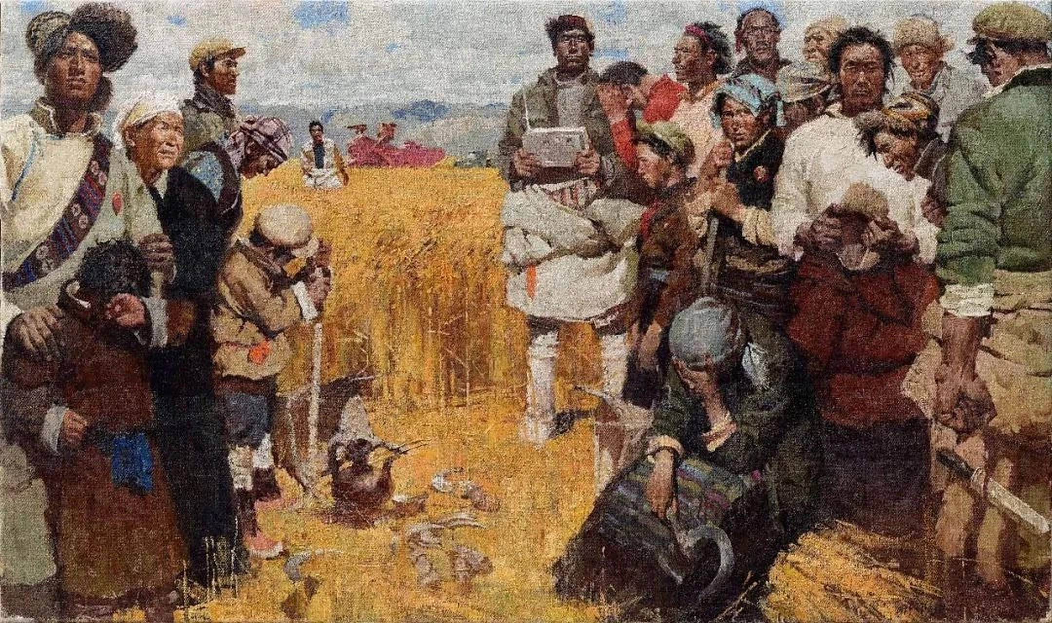 中国当代绘画艺术大师陈丹青1976年成名作《泪水洒满丰收田》#油画