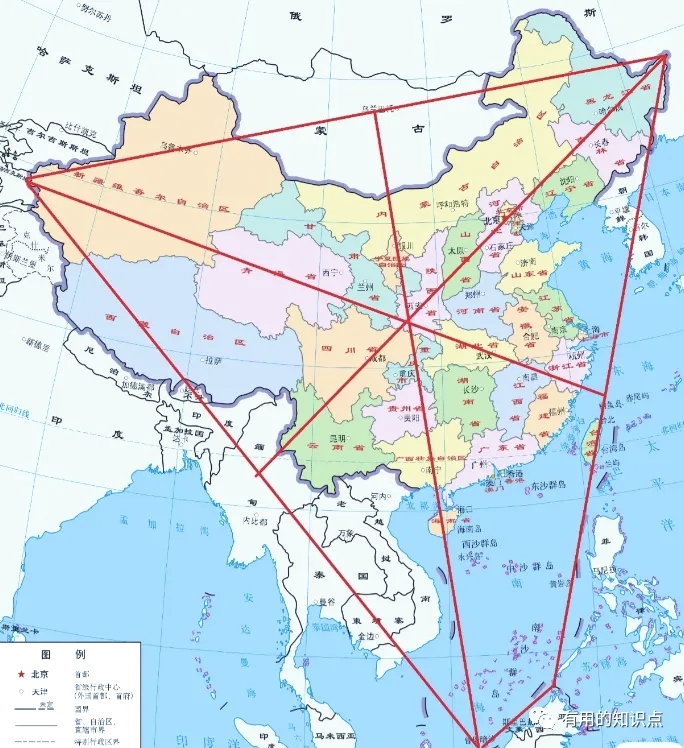 "我们把中国的四至范围连接成一个四边形,找到中心位置