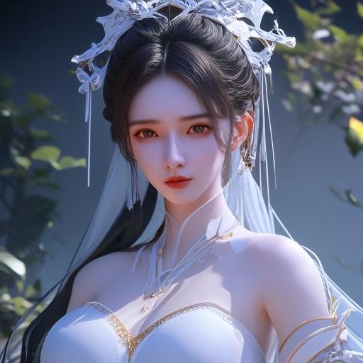 白色留仙裙气质美女|身着白色绝美古装的佳人,发饰华丽,白色鲜花与