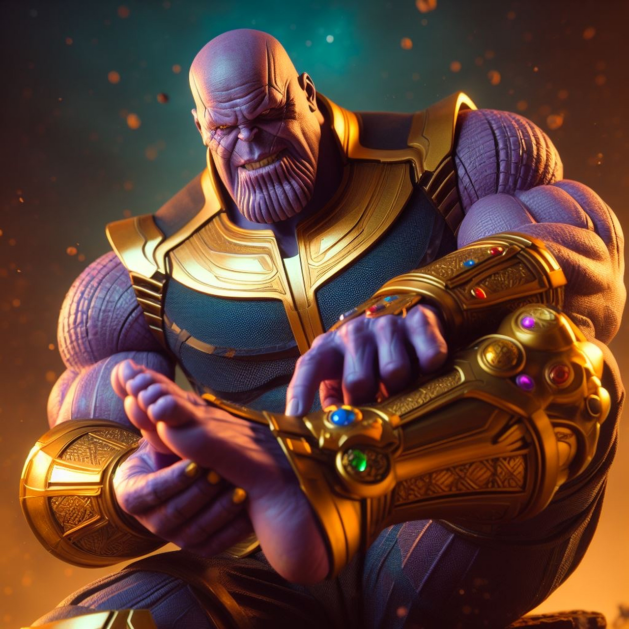 灭霸是名副其实的抠脚大汉,闲着没事儿抠自己的脚#搞笑# #漫威# #影视