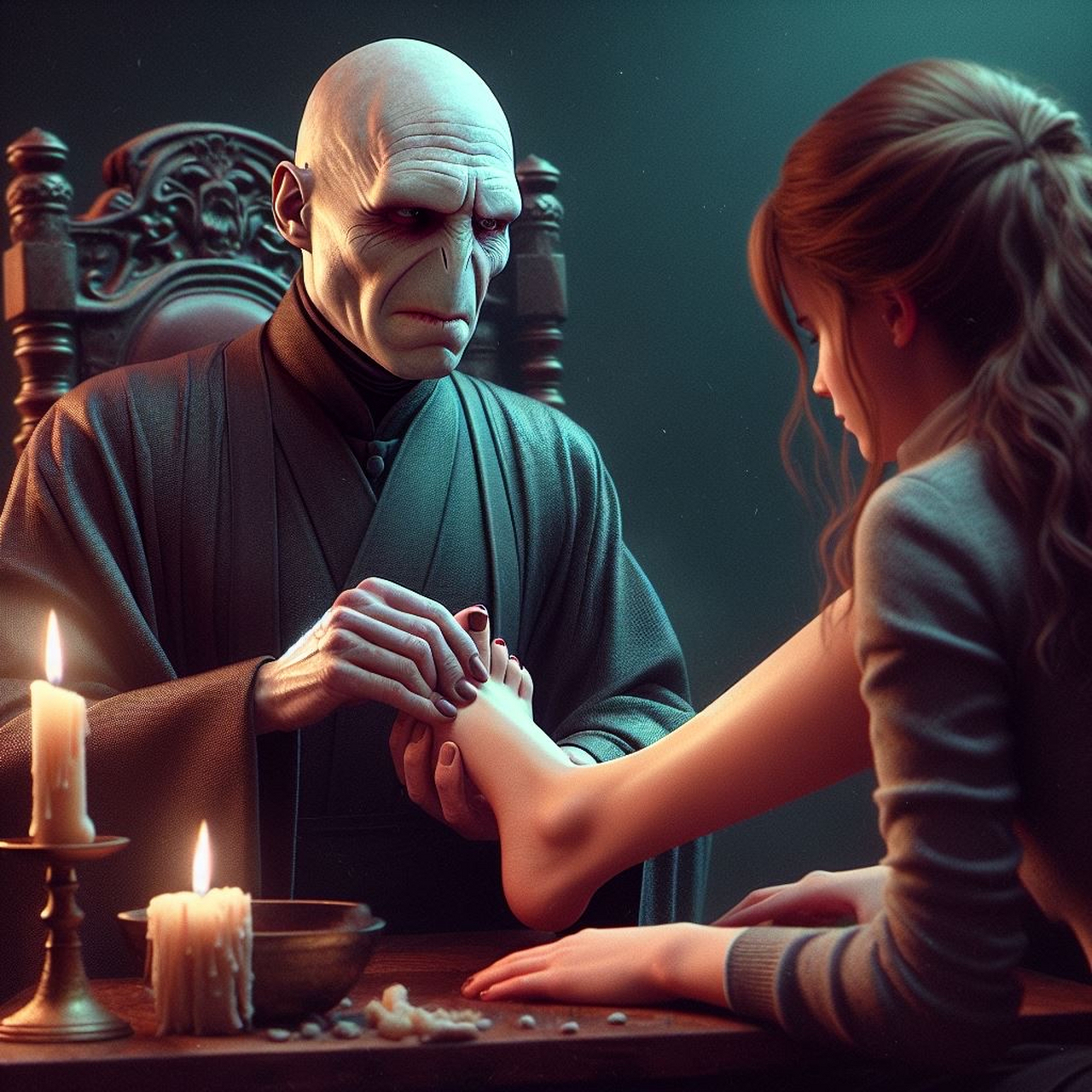 伏地魔给赫敏捏脚,这力度不知道如何?#哈利波特