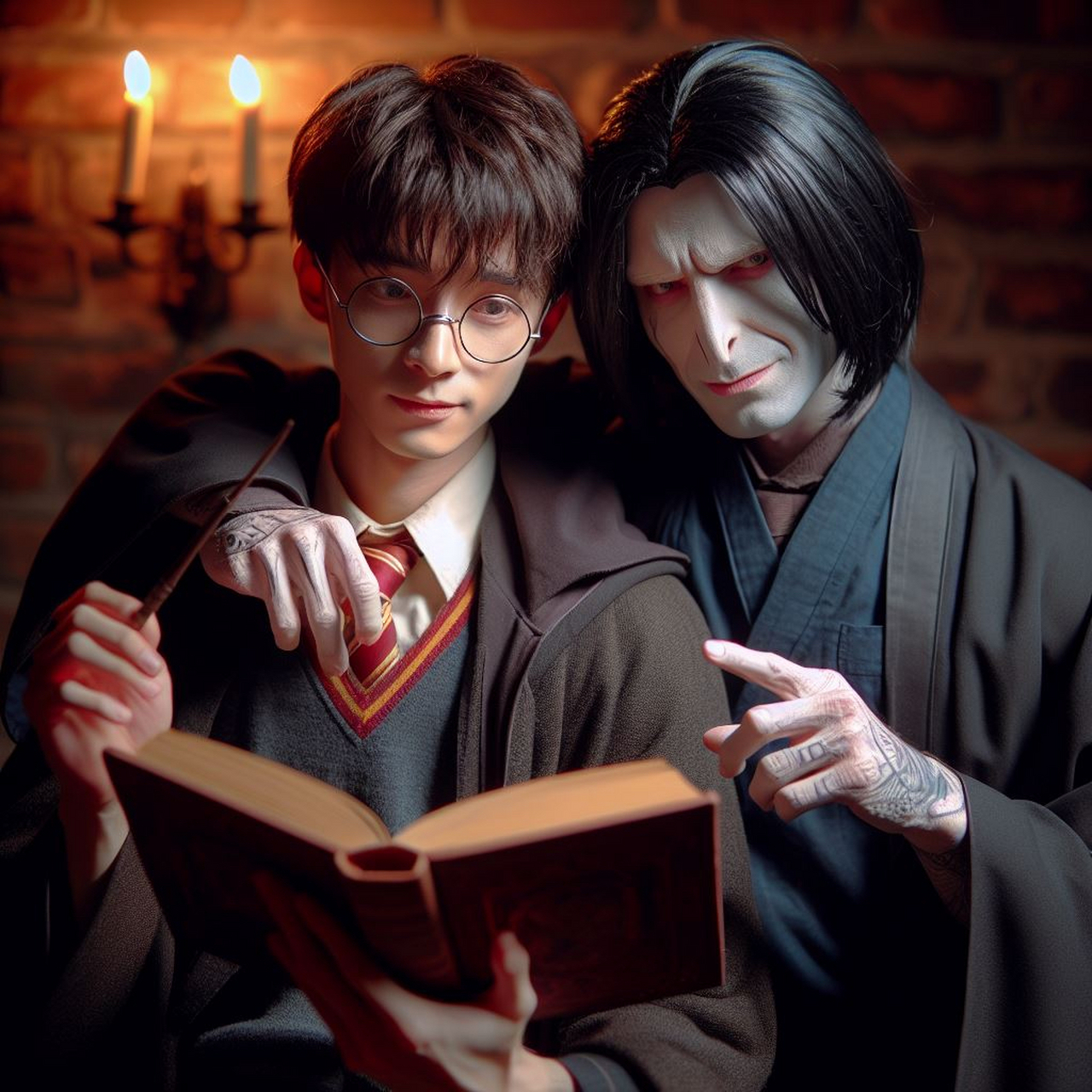 ai画哈利·波特和伏地魔是好兄弟,伏地魔惊现斯内普乌黑亮丽的秀发