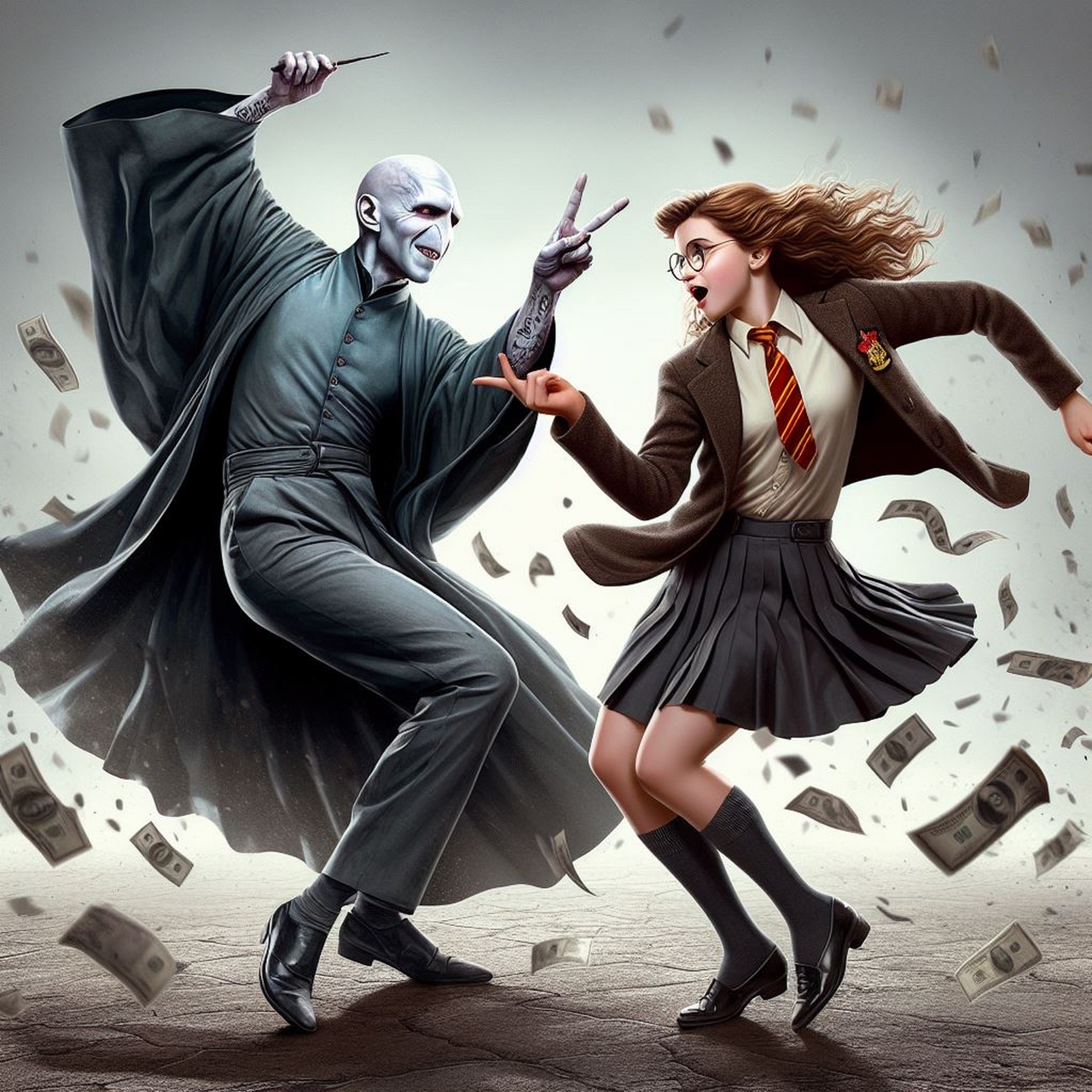 赫敏和伏地魔喝多了,一起跳舞,画面沙雕,让人看了想笑!#哈利波特