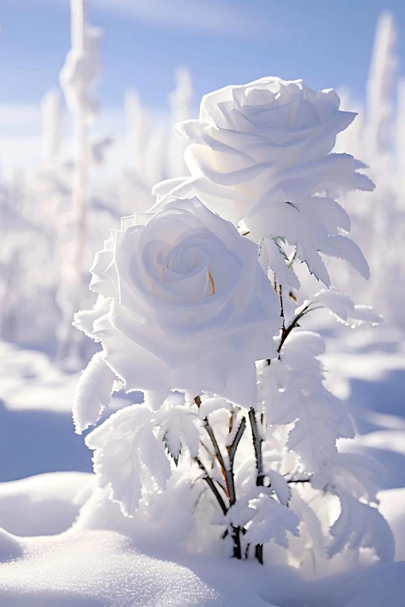 哇,这雪中的白玫瑰也太美了吧!