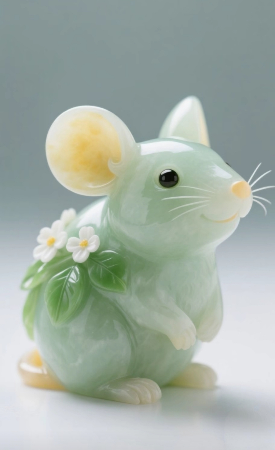 十二生肖:这个小玉鼠也太萌了吧,眼睛像黑宝石一样闪亮,耳朵上的黄色