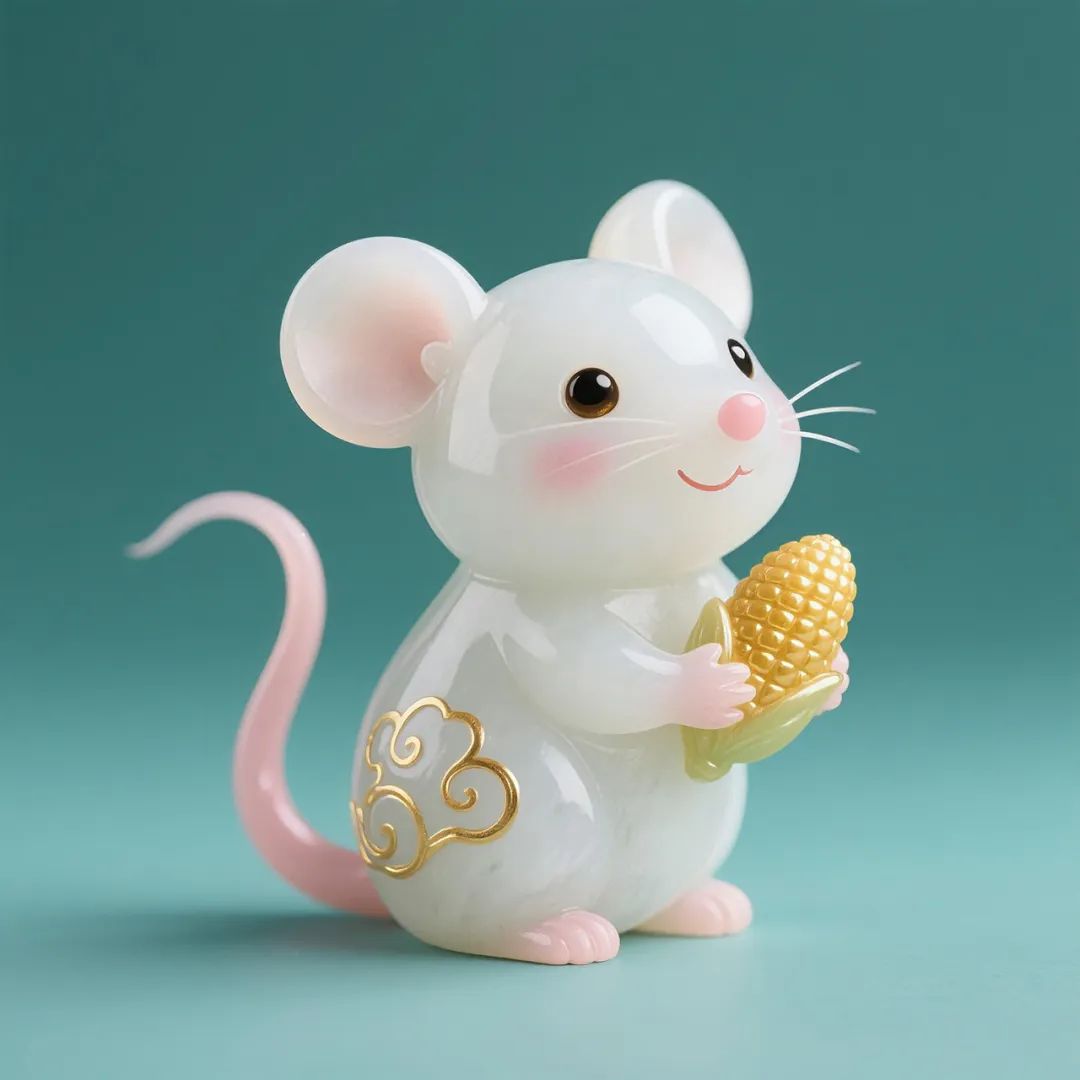 可萌可爱的十二生肖,这小老鼠拿着玉米,圆滚滚的眼睛看着真可爱,好像