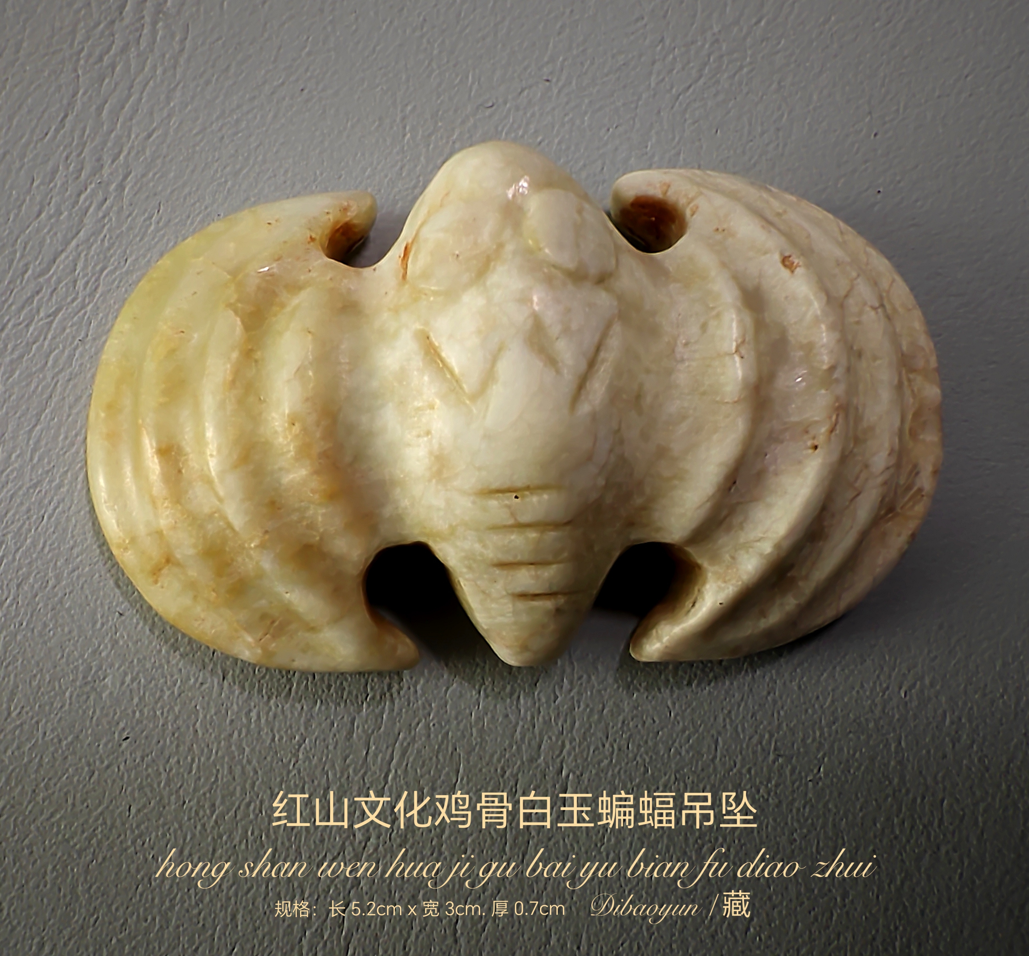 【红山文化鸡骨白玉蝙蝠吊坠】鉴赏                      dibaoyun