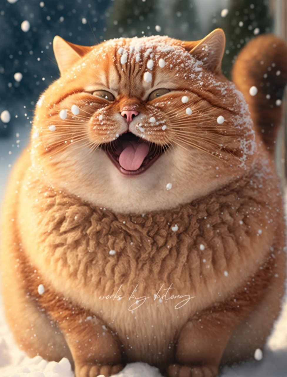 快乐的大肥猫!笑容太治愈了!