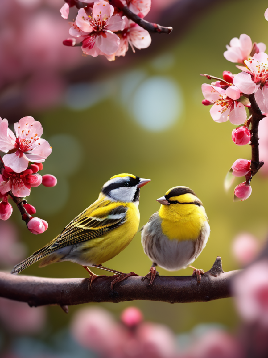 鸟上枝头闹相思,声声都是桃花语.