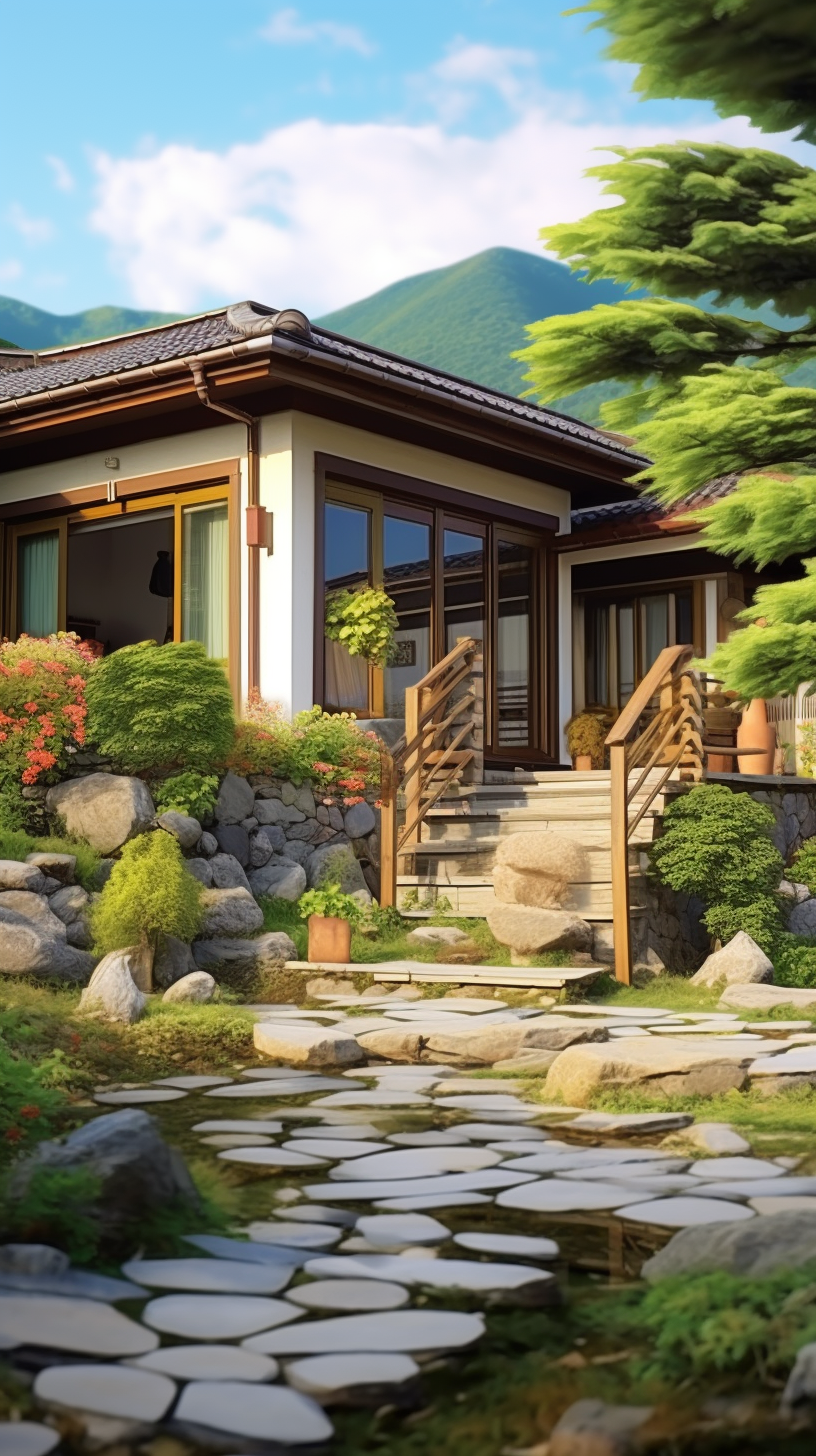 看,这座日式小屋,仿佛是世外桃源一般,周围的绿树和石头,都诉说着岁月