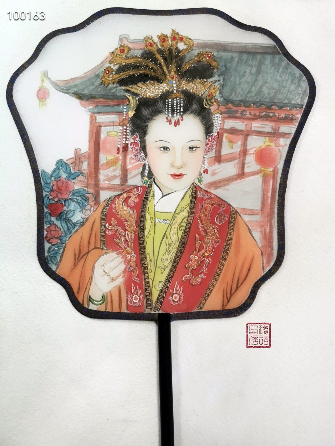 画画交流组#  琥珀红楼梦十二钗国画扇子欣赏收藏 12幅整套价:3200元