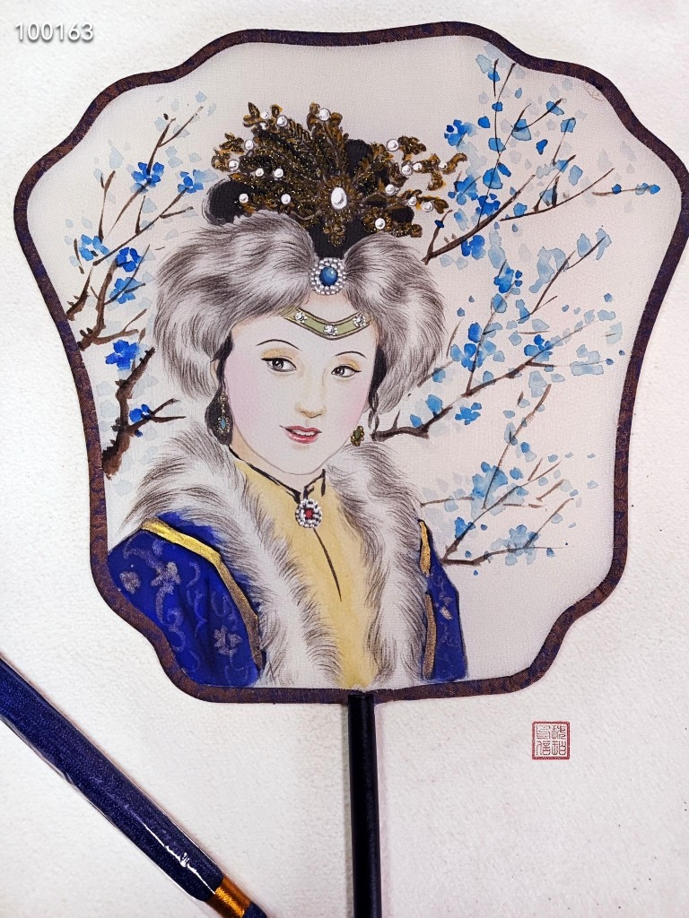 画画交流组#  琥珀红楼梦十二钗国画扇子欣赏收藏 12幅整套价:3200元