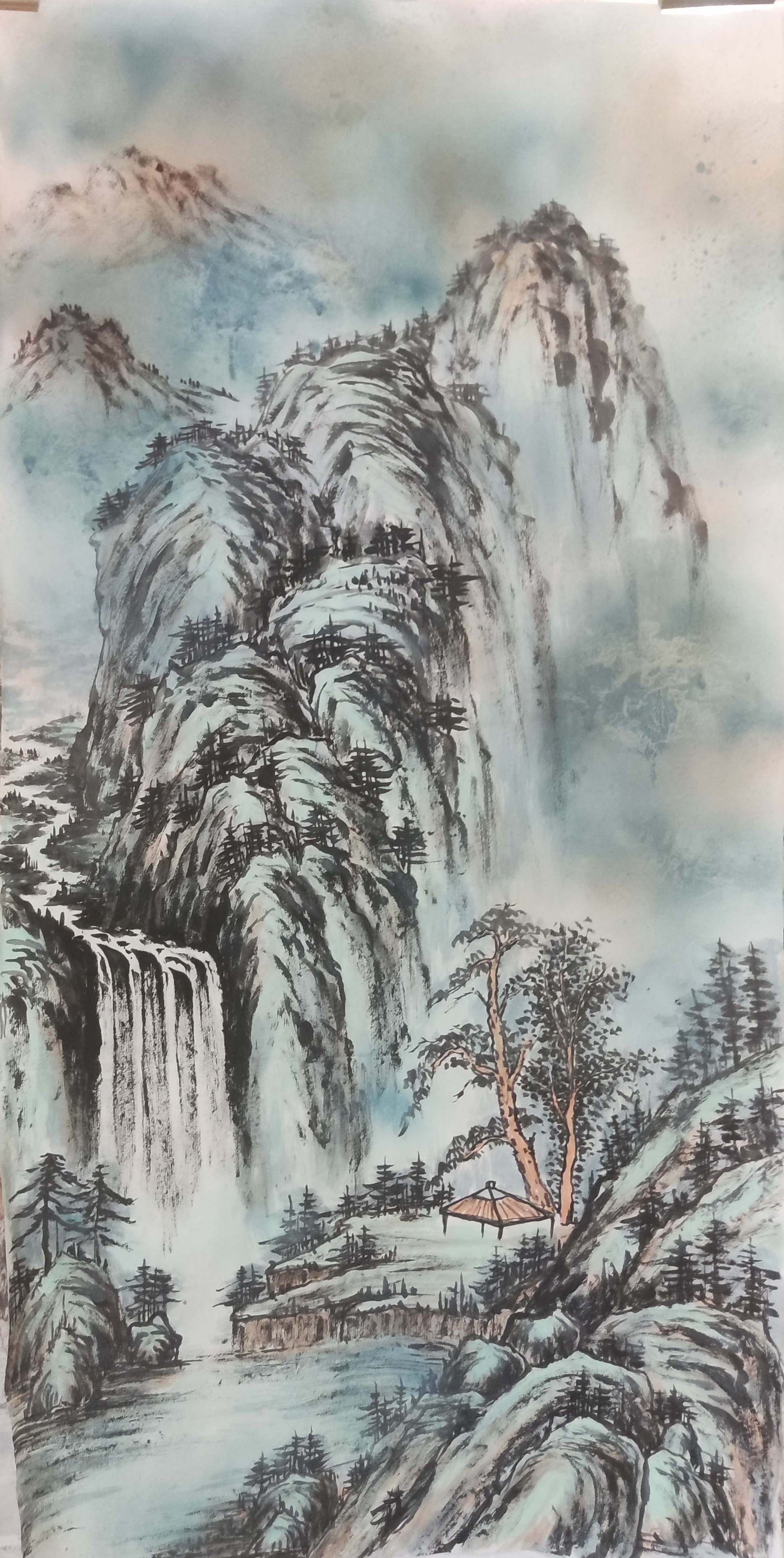 无为子(张川)山水画:青山绿水