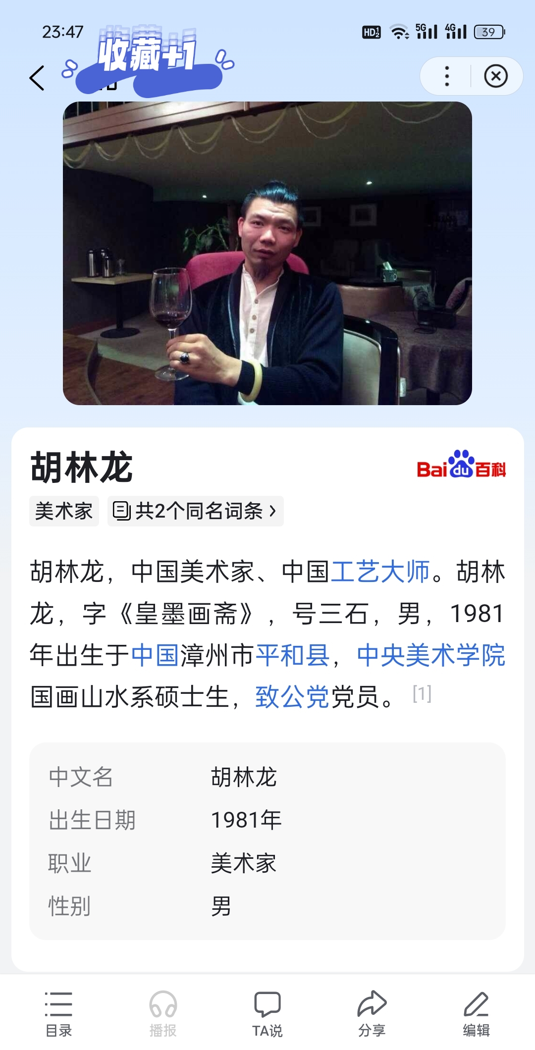 漳州市平和县青年上亿资产的富豪榜之一,[胡林龙],青年国画家,青年