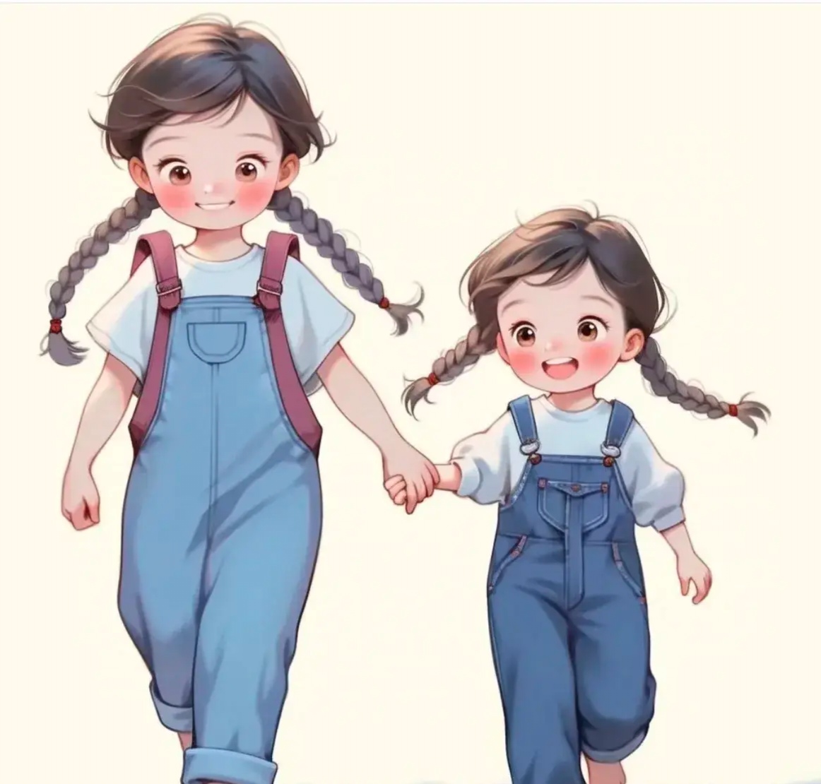 俩卡通图片微信头像俩姐妹宝宝姐姐和妹妹图片卡通版两女宝宝头像图片