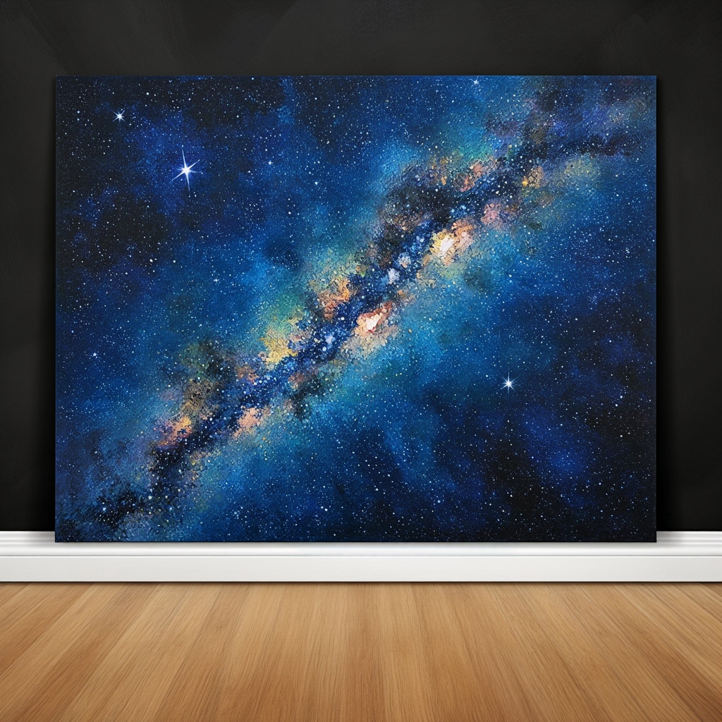 深蓝夜幕上,梵高式的漩涡笔触卷起整片星河