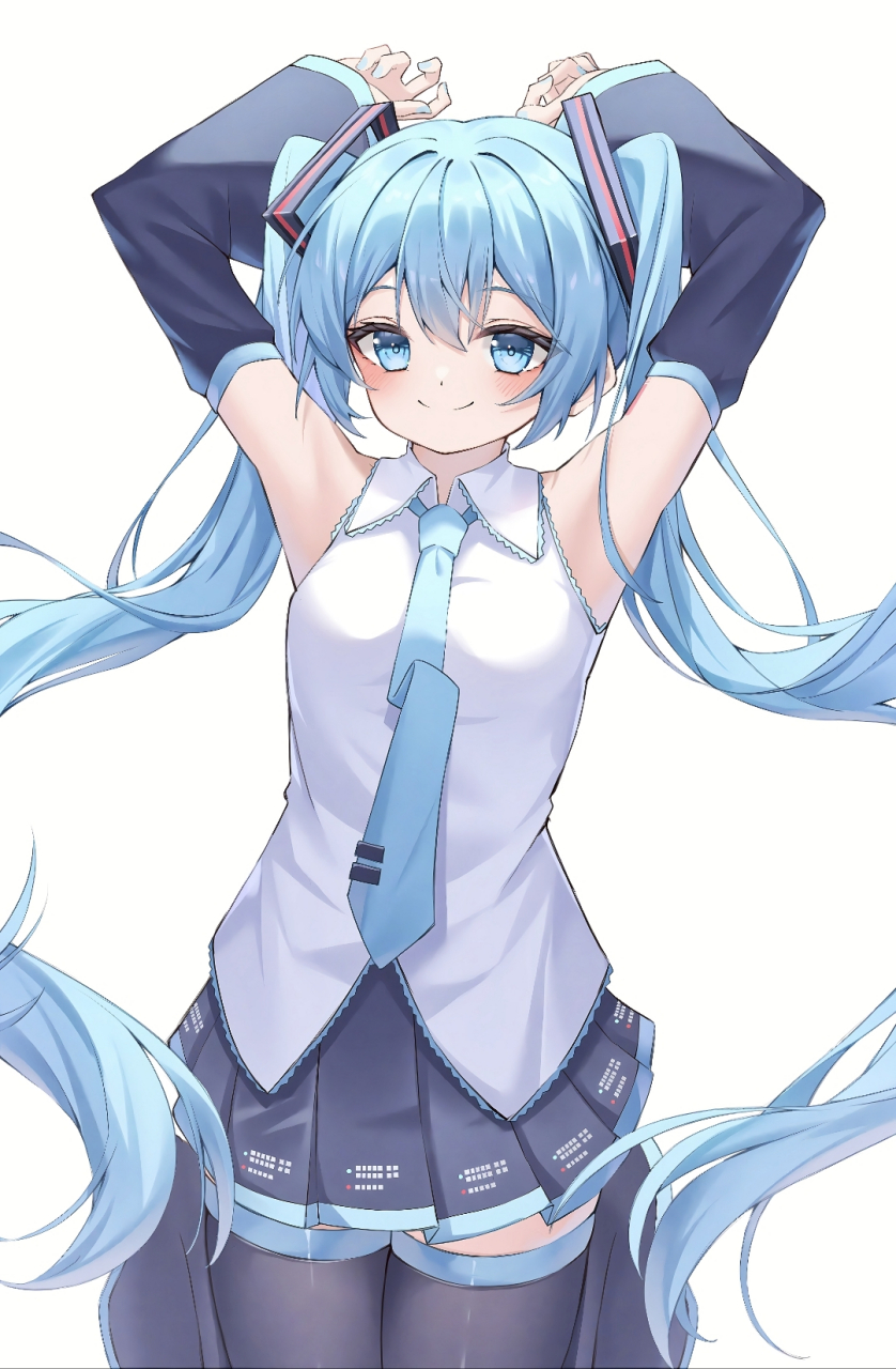 蓝发少女,学生制服,双马尾,清新如春日初露.