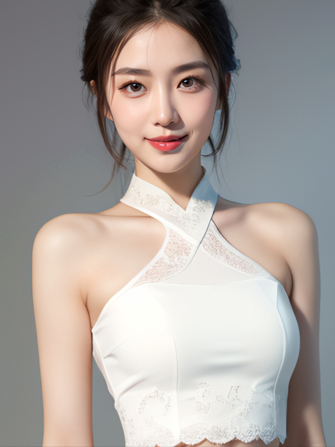 妆容精致,红色唇膏与眼影,完美凸显辣妹气质.