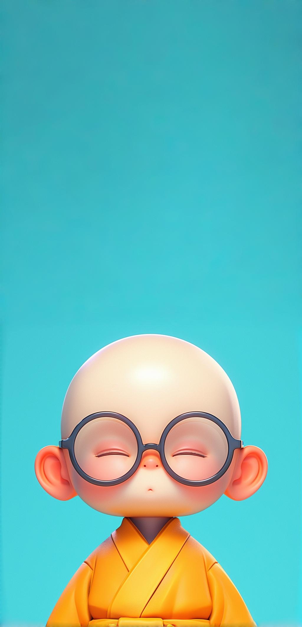 幸运小和尚:微笑的力量 - 带来好运的手机壁纸 #手机壁纸# #ai绘画