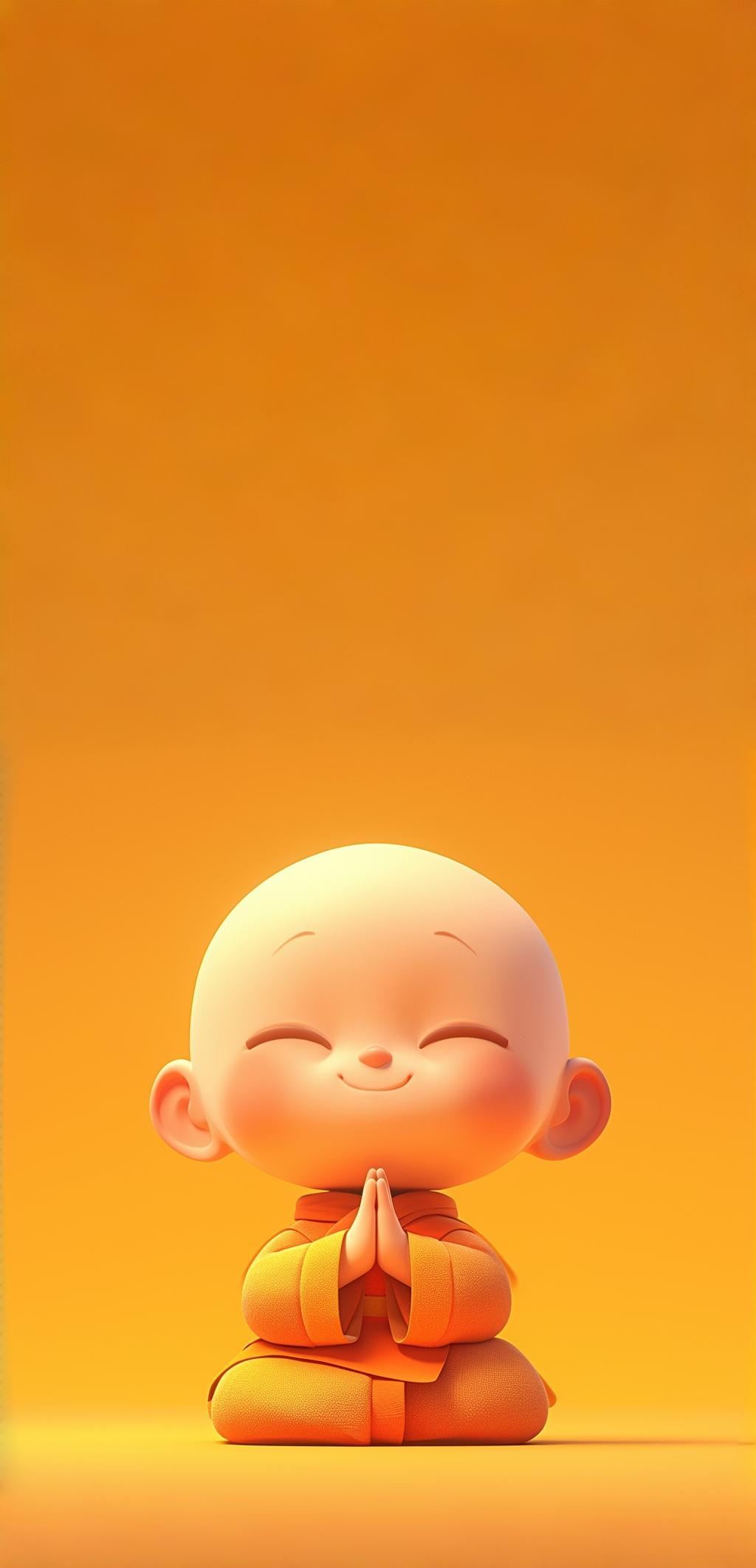 幸运小和尚:微笑的力量 - 带来好运的手机壁纸 #手机壁纸# #ai绘画