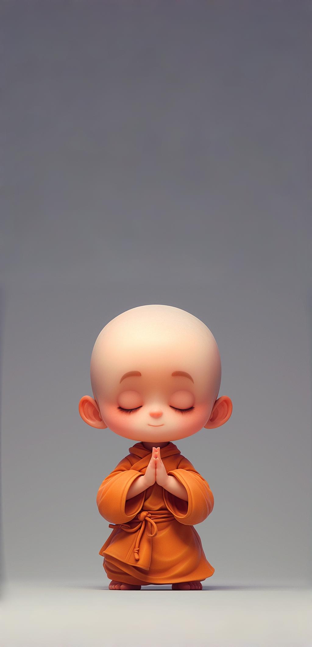 小和尚:微笑的力量 - 带来好运的手机壁纸 #手机壁纸# #ai绘画# #动漫