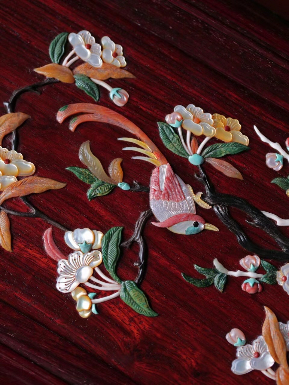 紫檀【太平吉祥】机关首饰盒  面板以紫檀独板而制 百宝嵌工艺镶嵌