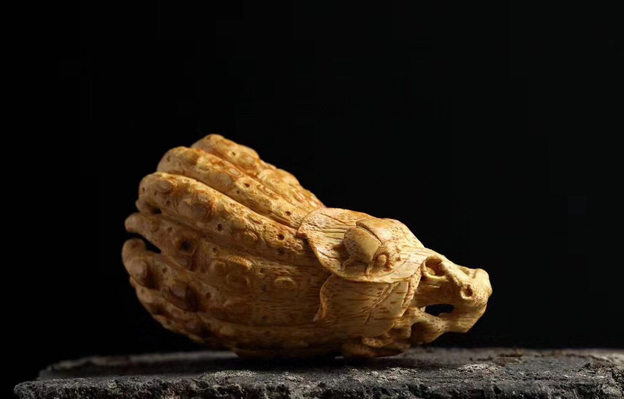 玉竹雕「佛手」  精选优质竹跟     满丁  名师本工     有福之手  雅