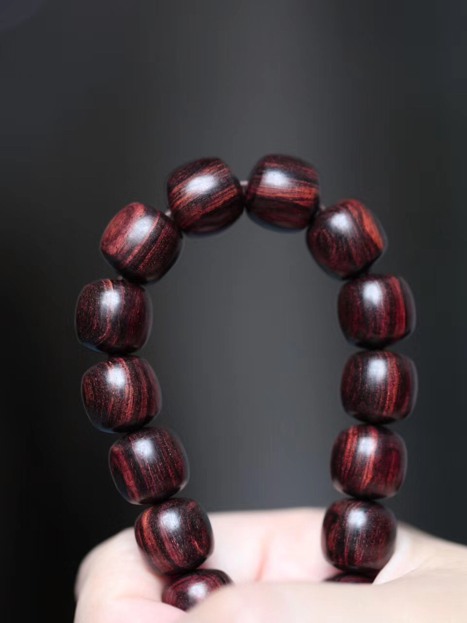 5519 秒沉水 紫油梨海黄11-12mm桶珠手串 墨线丰富 降香味浓郁 约19.