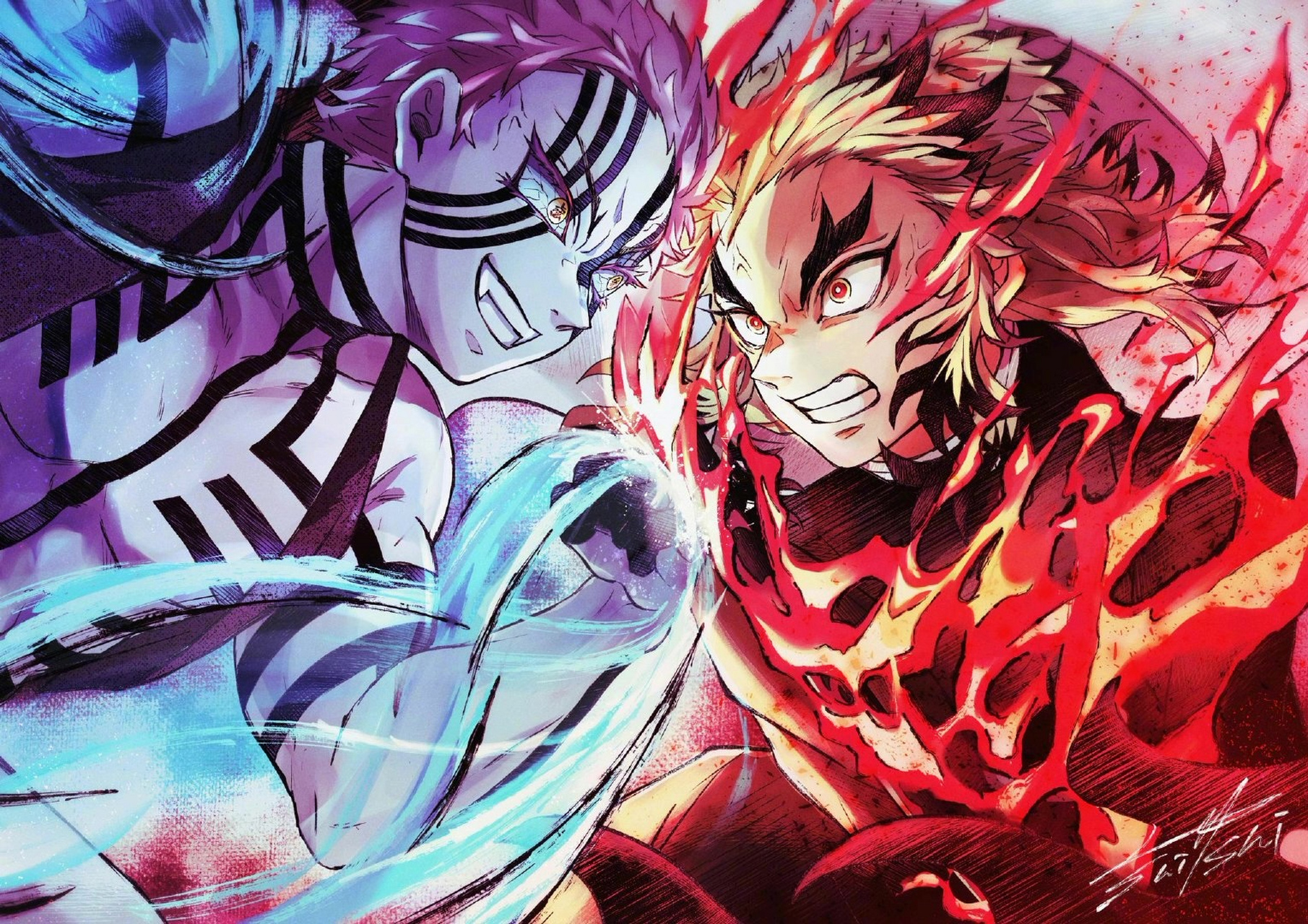 猗窝座 vs 炼狱杏寿郎 twi:eai_make