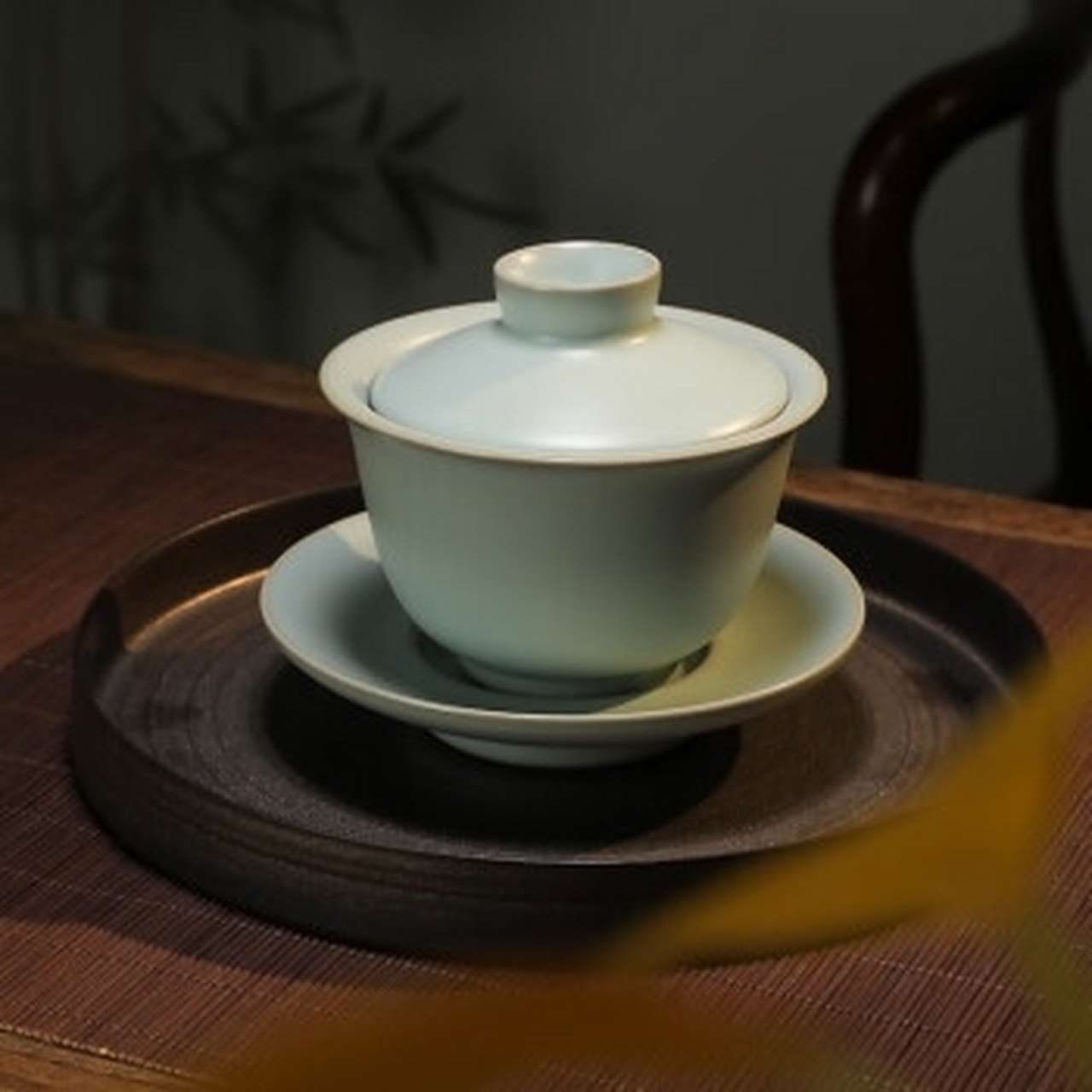 东道汝窑三才盖碗陶瓷功夫茶具家用茶碗新东道茶具配件送礼礼盒装 撇