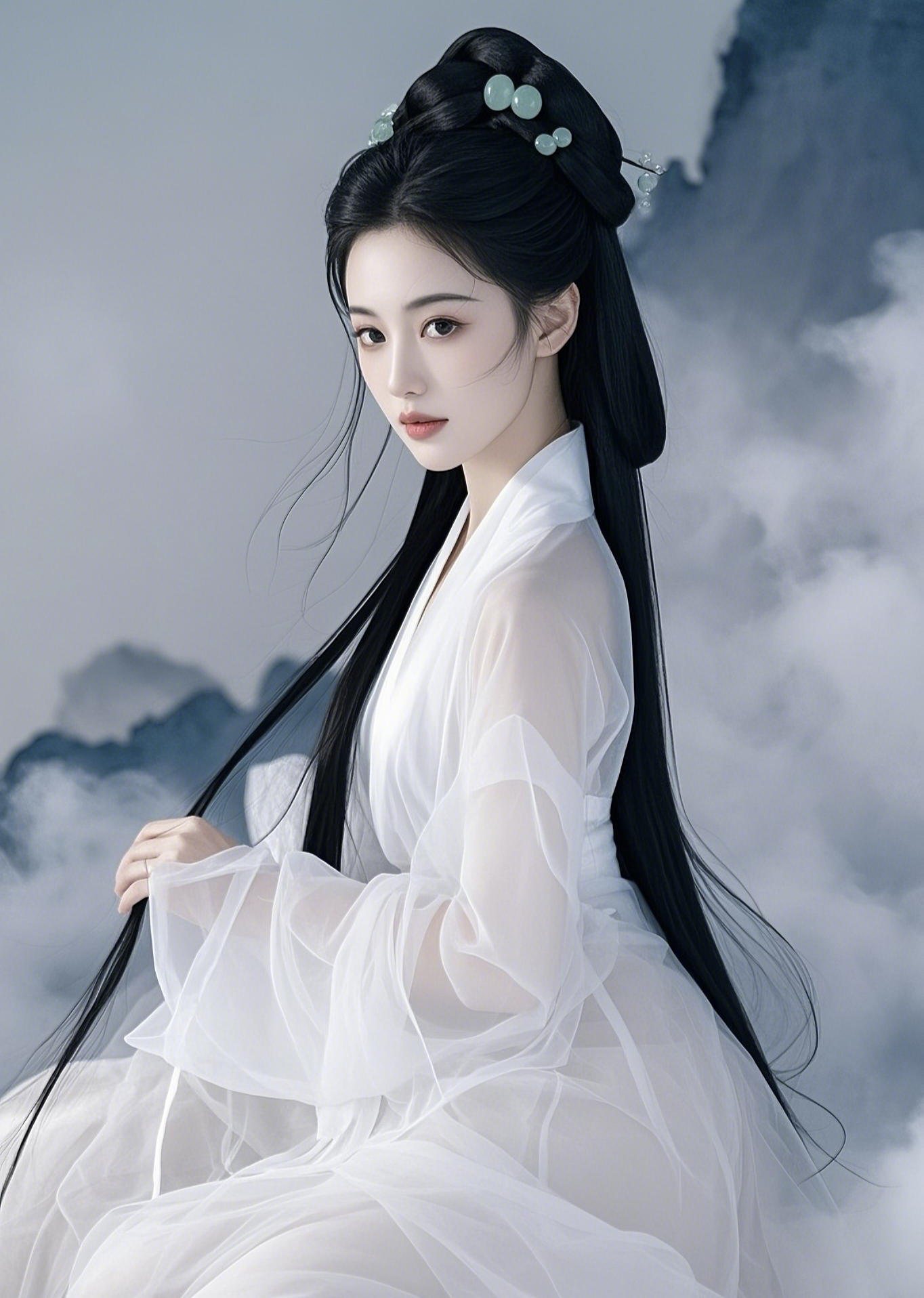 云端上的仙女,一袭白衣飘飘,仿佛从古风画中走出来的女子,美得让人