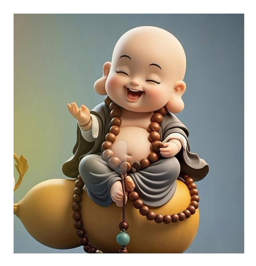 坐在那儿禅意十足,手里还拿着一串珠珠,真是可爱到犯规