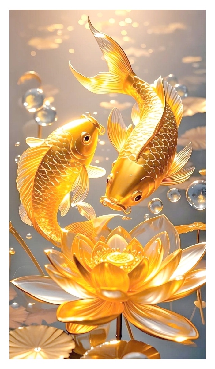 金鱼戏水,荷塘生辉,夏日好风光,自在乐无边!