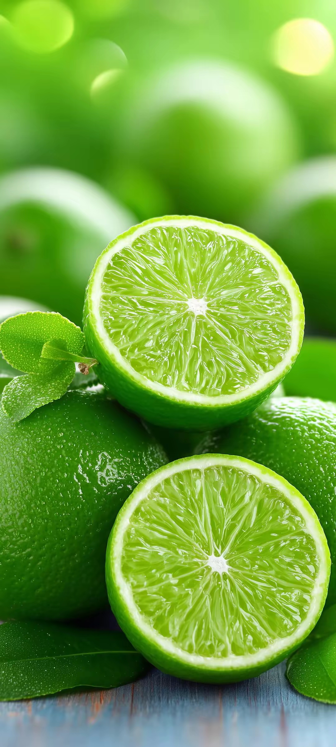 绿色护眼手机壁纸～新鲜酸爽的青柠们,快来尝尝夏日的味道吧
