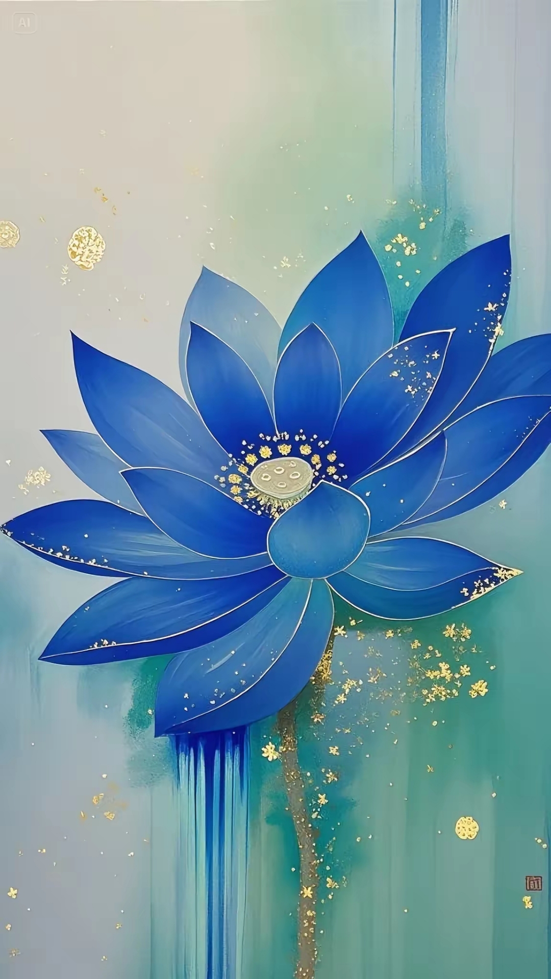 壁纸分享～这朵蓝莲花美翻了,就像从画里跳出来一样#春节娱乐不打烊