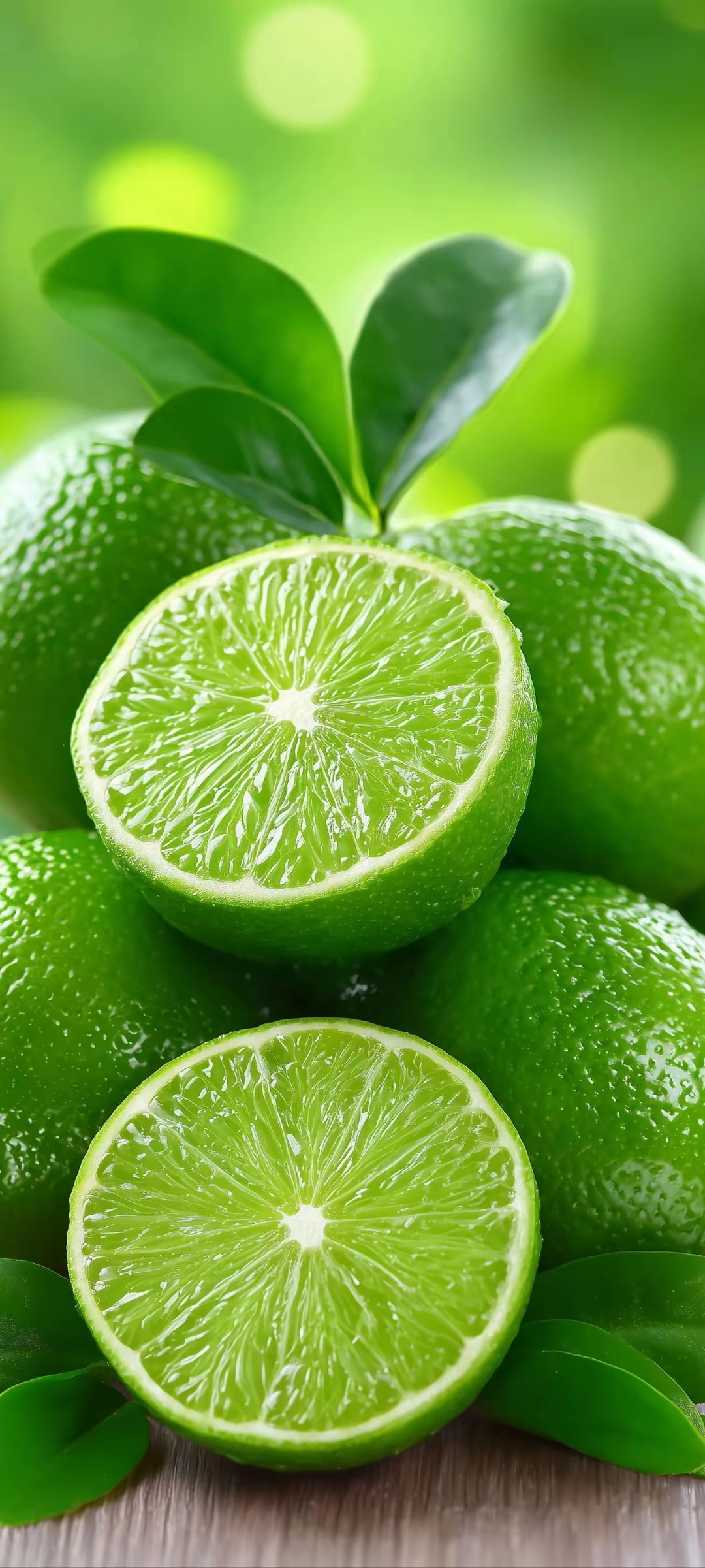 绿色护眼手机壁纸～新鲜酸爽的青柠们,快来尝尝夏日的味道吧