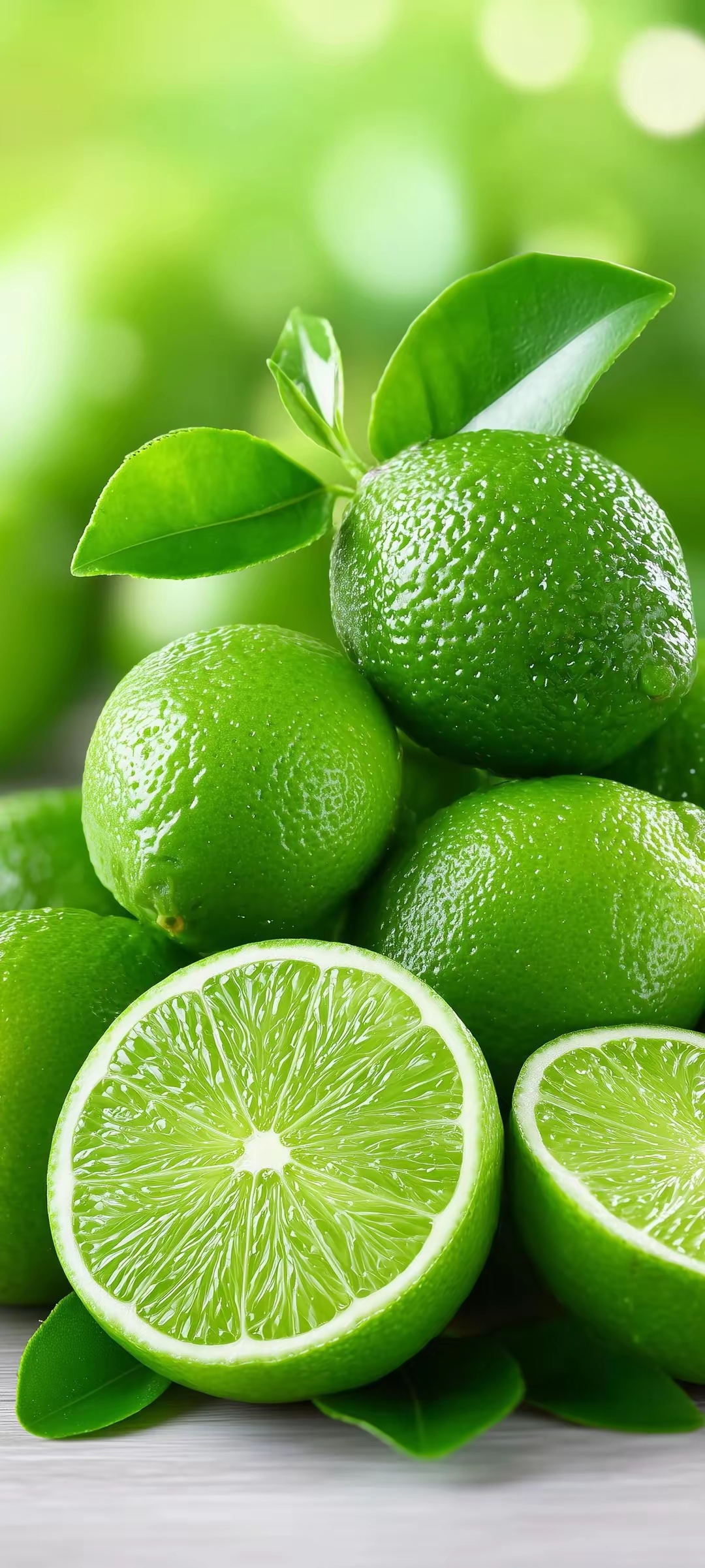 绿色护眼手机壁纸～新鲜酸爽的青柠们,快来尝尝夏日的味道吧