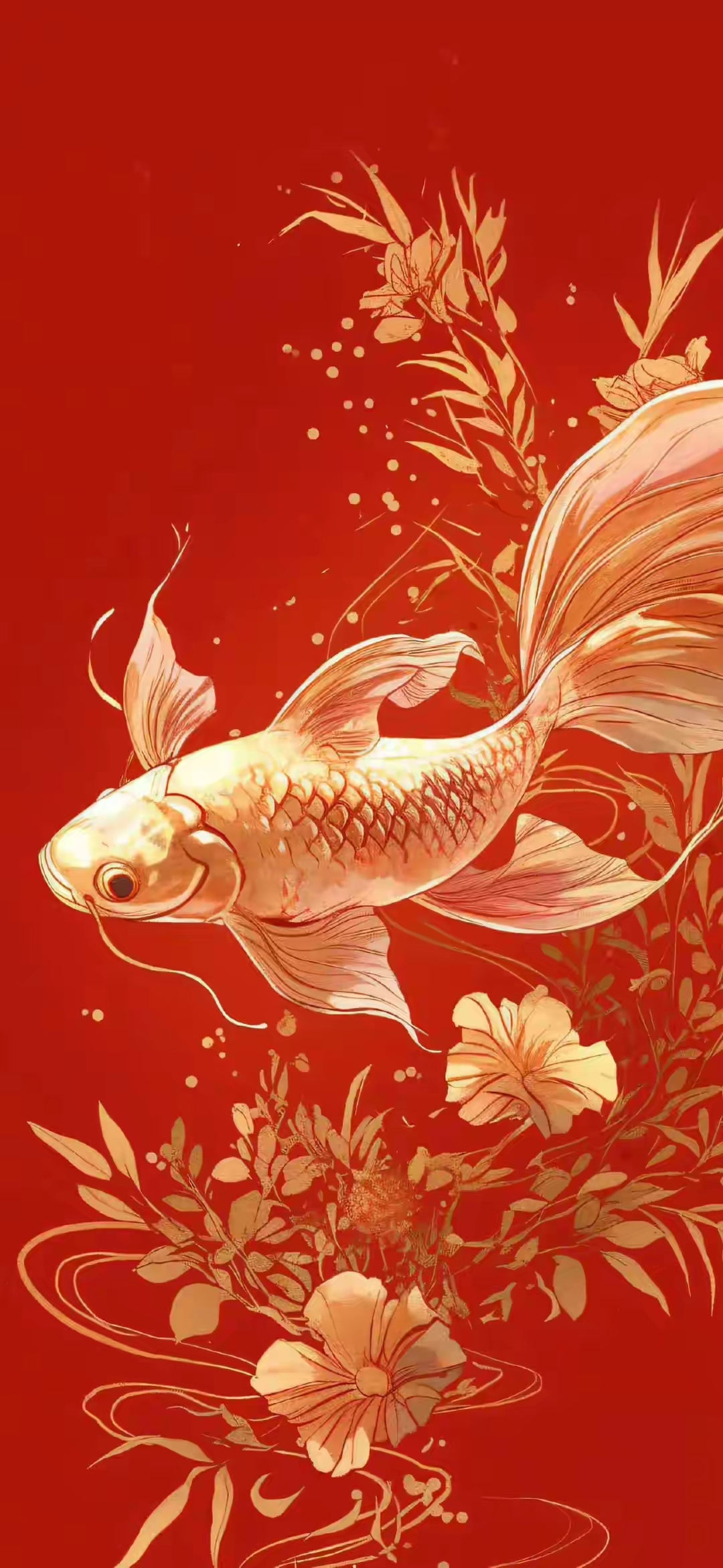 壁纸分享～招财锦鲤,这条锦鲤带来好运啦 #春节娱乐不打烊