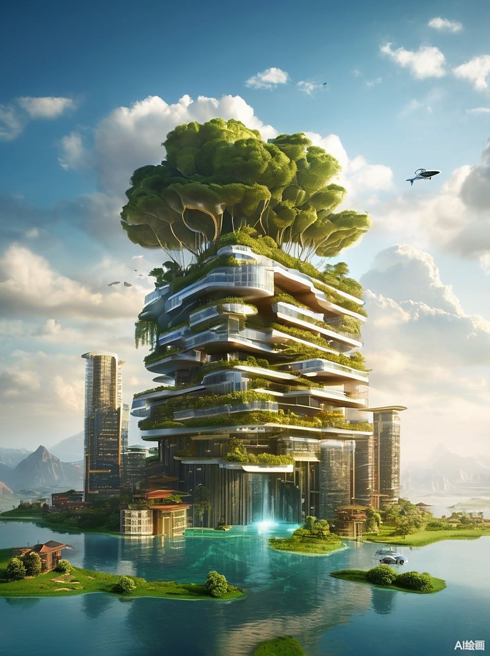 ✨未来之城,漂浮在水面上的透明圆球形建筑✨