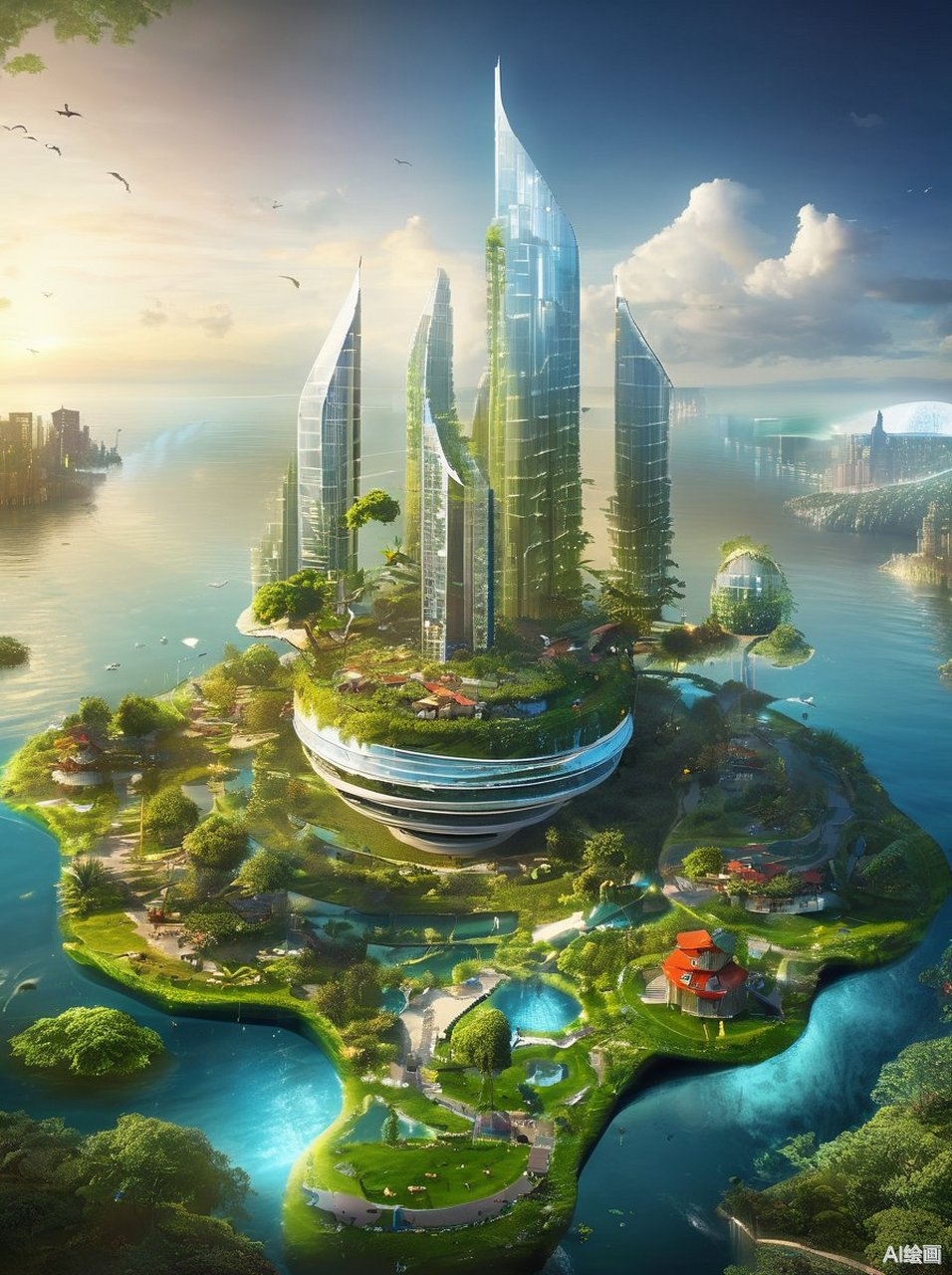 漂浮在水面上的透明圆球形建筑78  98你有想过未来的城市会是什么