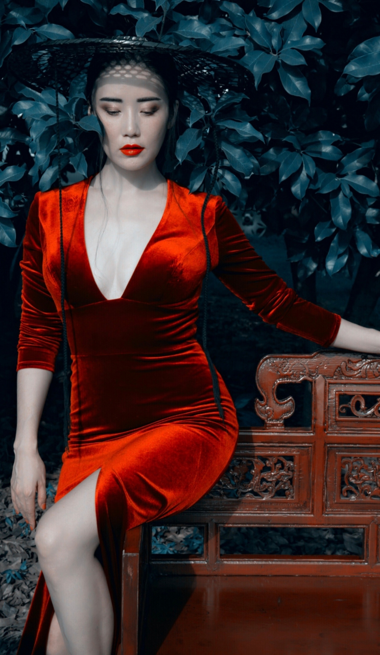 张彤的好身材也很敢秀,一条大红色丝绒长裙挑战"开胃风,凹凸比例甚是