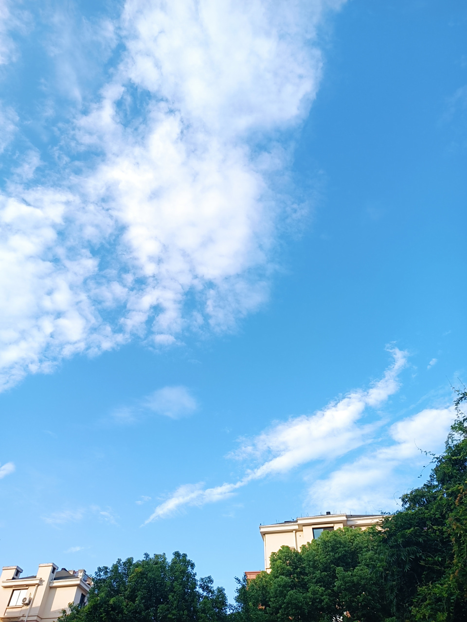 七月的天空,瓦蓝澄澈.蓝天白云,自由自在.