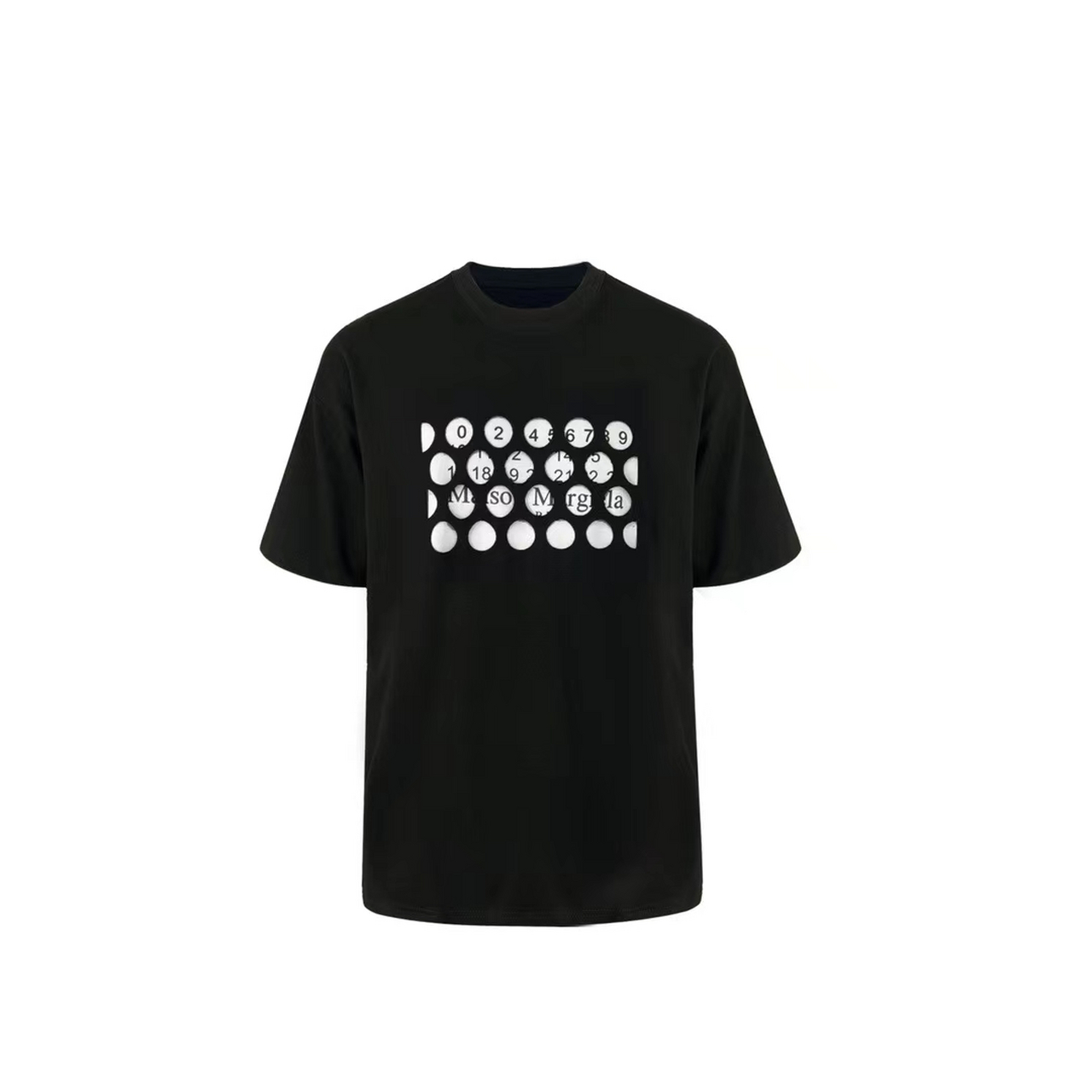 maison margiela马丁马吉拉mm6 新款3d印花镂空数字 破洞圆圈号码印花